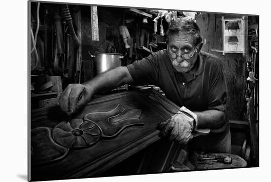 Mr. Francesco During the Cleanup Phase.-Antonio Grambone-Mounted Photographic Print
