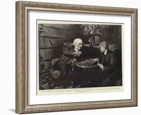 Mr Gladstone at Hawarden, Playing a Game of Backgammon with His Son, the Reverend Stephen Gladstone-Sydney Prior Hall-Framed Giclee Print