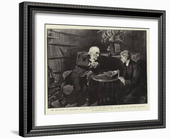 Mr Gladstone at Hawarden, Playing a Game of Backgammon with His Son, the Reverend Stephen Gladstone-Sydney Prior Hall-Framed Giclee Print