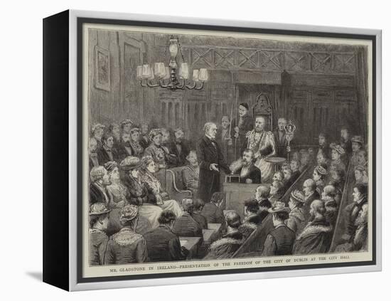 Mr Gladstone in Iraland, Presentation of the Freedom of the City of Dublin at the City Hall-George Goodwin Kilburne-Framed Premier Image Canvas