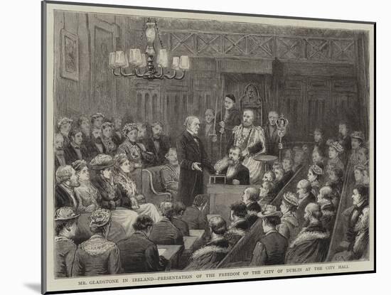 Mr Gladstone in Iraland, Presentation of the Freedom of the City of Dublin at the City Hall-George Goodwin Kilburne-Mounted Giclee Print