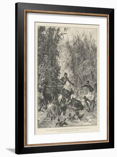 Mr H M Stanley's Emin Pasha Relief Expedition, Foraging for Supplies for the Yambuya Camp-William Heysham Overend-Framed Giclee Print
