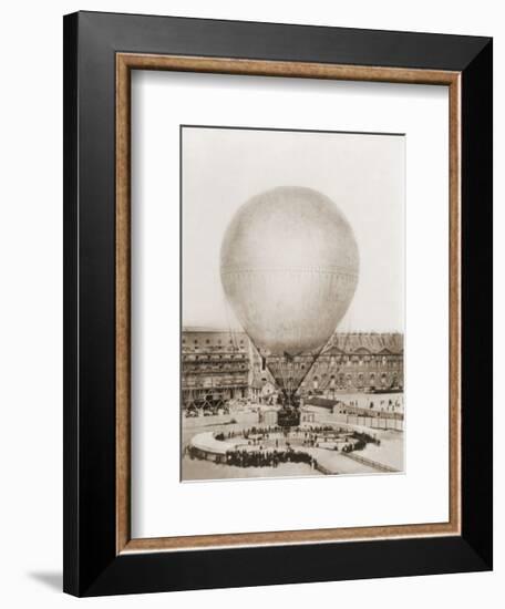Mr. Henry Giffard's Balloon at the Tuilleries, 1878-null-Framed Art Print