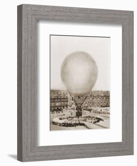 Mr. Henry Giffard's Balloon at the Tuilleries, 1878-null-Framed Art Print