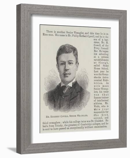 Mr Herbert Cowell, Senior Wrangler-null-Framed Giclee Print