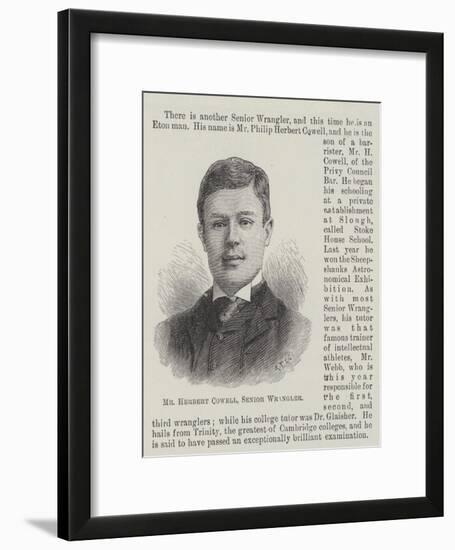 Mr Herbert Cowell, Senior Wrangler-null-Framed Giclee Print