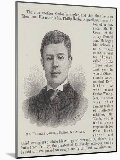 Mr Herbert Cowell, Senior Wrangler-null-Mounted Giclee Print