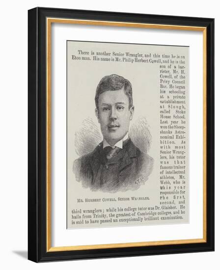 Mr Herbert Cowell, Senior Wrangler-null-Framed Giclee Print