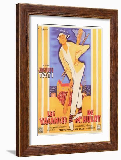 Mr. Hulot's Holiday, French Movie Poster, 1953-null-Framed Premium Giclee Print