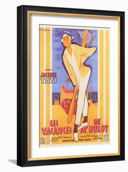 Mr. Hulot's Holiday, French Movie Poster, 1953-null-Framed Premium Giclee Print