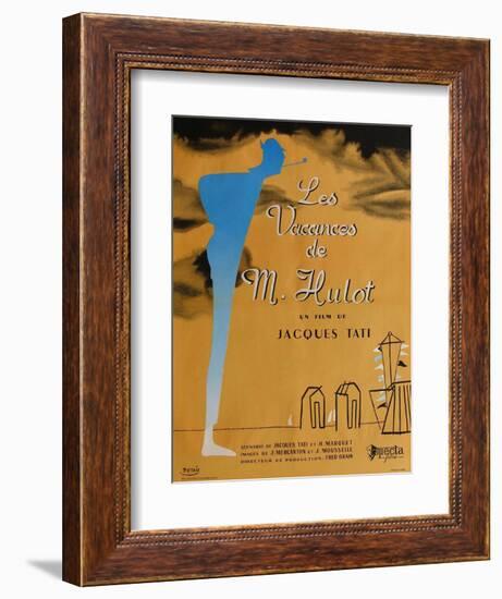 Mr. Hulot's Holiday, French Movie Poster, 1953-null-Framed Premium Giclee Print