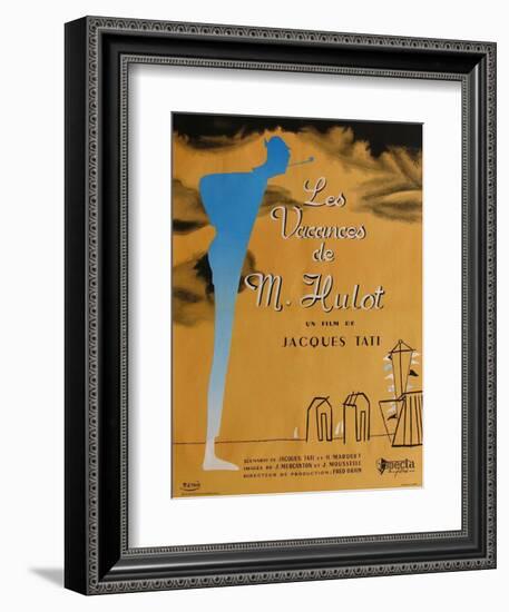 Mr. Hulot's Holiday, French Movie Poster, 1953-null-Framed Premium Giclee Print