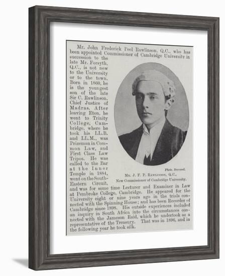 Mr J F P Rawlinson, Qc, New Commissioner of Cambridge University-null-Framed Giclee Print