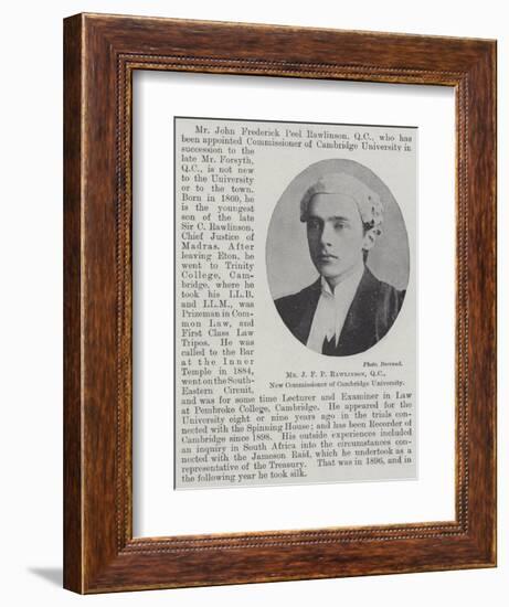 Mr J F P Rawlinson, Qc, New Commissioner of Cambridge University-null-Framed Giclee Print