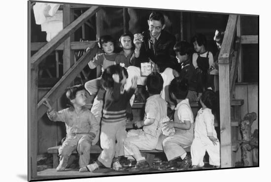 Mr. Matsumoto and Group of Children-Ansel Adams-Mounted Art Print