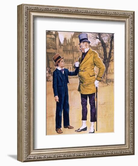 Mr Micawber and David Copperfield-English School-Framed Giclee Print