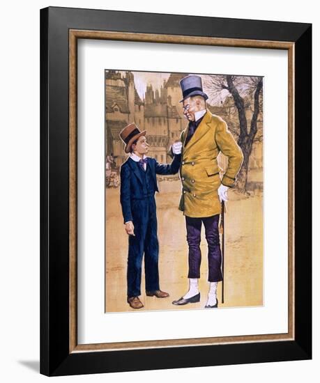 Mr Micawber and David Copperfield-English School-Framed Giclee Print