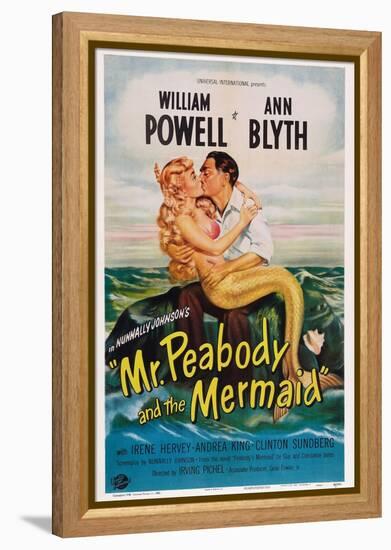 Mr. Peabody and the Mermaid, from Left: Ann Blyth, William Powell, 1948-null-Framed Stretched Canvas