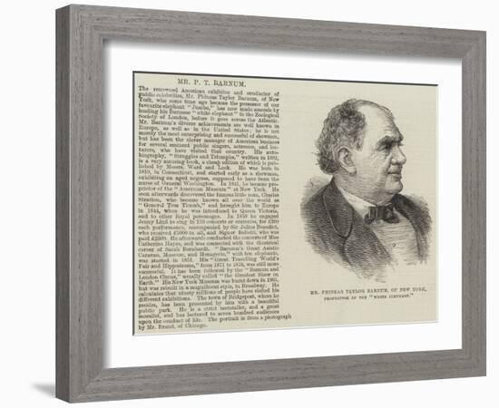 Mr Phineas Taylor Barnum, of New York, Proprietor of the White Elephant-null-Framed Giclee Print