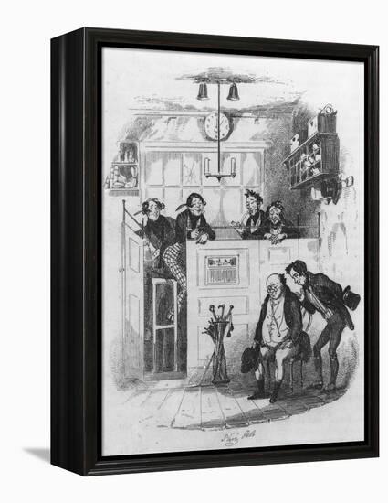 Mr. Pickwick and Sam in the Attorney's Office, Illustration from 'The Pickwick Papers'-Hablot Knight Browne-Framed Premier Image Canvas