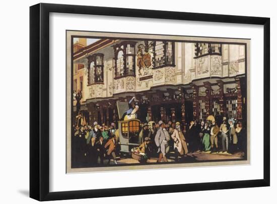 Mr. Pickwick Passes the Ancient House Ipswich Suffolk-Fred Taylor-Framed Art Print