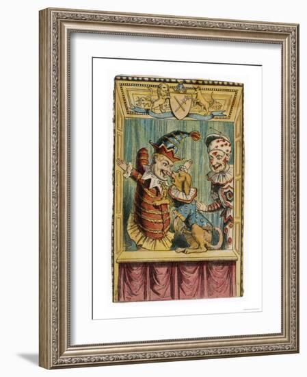 Mr. Punch with Toby the Dog and a Clown-null-Framed Premium Giclee Print