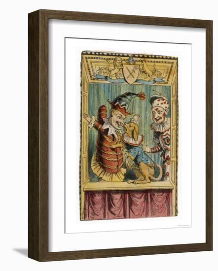 Mr. Punch with Toby the Dog and a Clown-null-Framed Premium Giclee Print