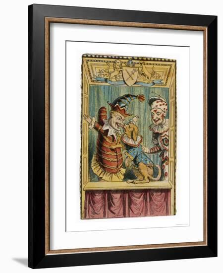 Mr. Punch with Toby the Dog and a Clown-null-Framed Premium Giclee Print