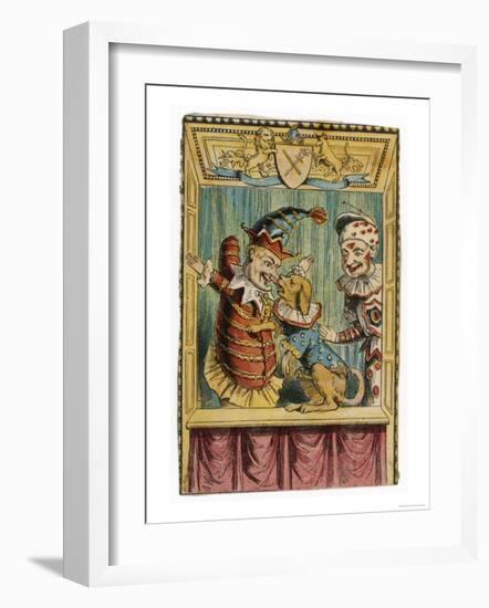 Mr. Punch with Toby the Dog and a Clown-null-Framed Premium Giclee Print