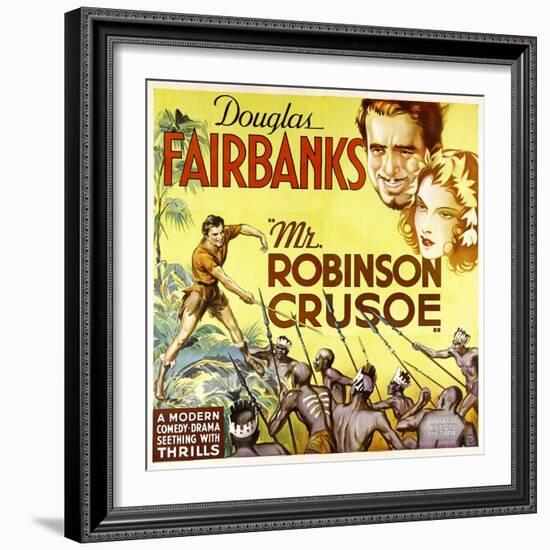MR. ROBINSON CRUSOE, top right: Douglas Fairbanks, 1932.-null-Framed Premium Giclee Print