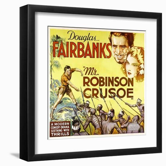 MR. ROBINSON CRUSOE, top right: Douglas Fairbanks, 1932.-null-Framed Art Print