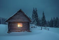 Wooden House in Winter Forest-mr. Smith-Premier Image Canvas