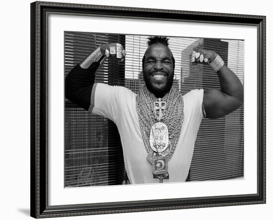 Mr. T Flexing, Showing off Muscles and Jewelry-null-Framed Premium Photographic Print