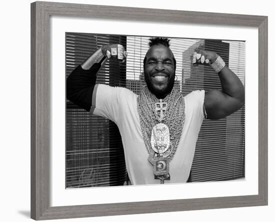 Mr. T Flexing, Showing off Muscles and Jewelry-null-Framed Premium Photographic Print