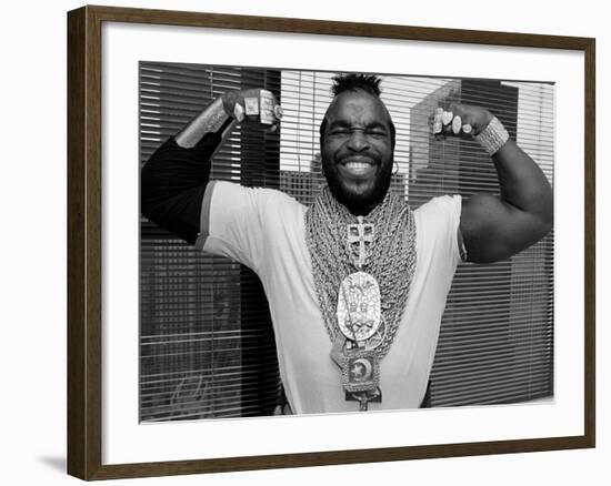 Mr. T Flexing, Showing off Muscles and Jewelry-null-Framed Premium Photographic Print