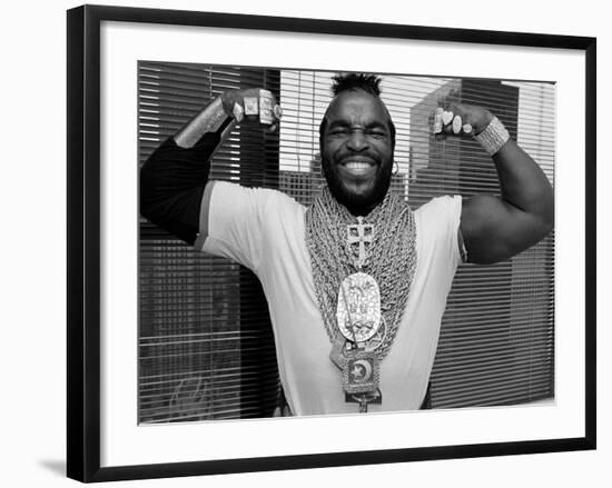 Mr. T Flexing, Showing off Muscles and Jewelry-null-Framed Premium Photographic Print