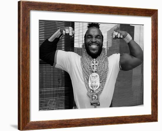 Mr. T Flexing, Showing off Muscles and Jewelry-null-Framed Premium Photographic Print