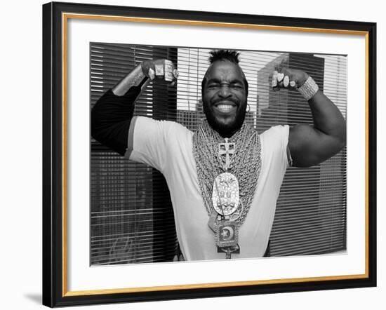 Mr. T Flexing, Showing off Muscles and Jewelry-null-Framed Premium Photographic Print