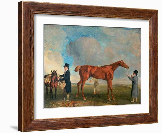 Mr Thornhills Sailor, A Chestnut Racehorse with a Groom and Trainer, 1817-Benjamin Marshall-Framed Giclee Print
