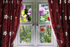 Window View onto Wild Summer Garden-MrEco99-Framed Premier Image Canvas