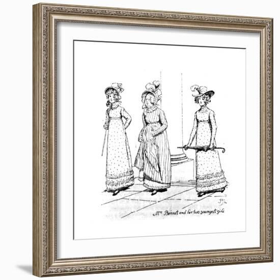 Mrs. Bennet and Her Two Youngest Girls', Illustration from 'Pride and Prejudice' by Jane Austen,…-Hugh Thomson-Framed Giclee Print