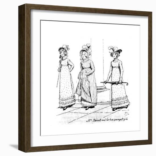 Mrs. Bennet and Her Two Youngest Girls', Illustration from 'Pride and Prejudice' by Jane Austen,…-Hugh Thomson-Framed Giclee Print