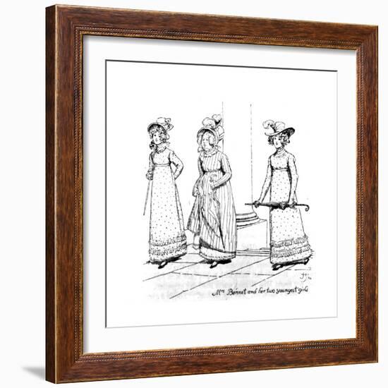 Mrs. Bennet and Her Two Youngest Girls', Illustration from 'Pride and Prejudice' by Jane Austen,…-Hugh Thomson-Framed Giclee Print