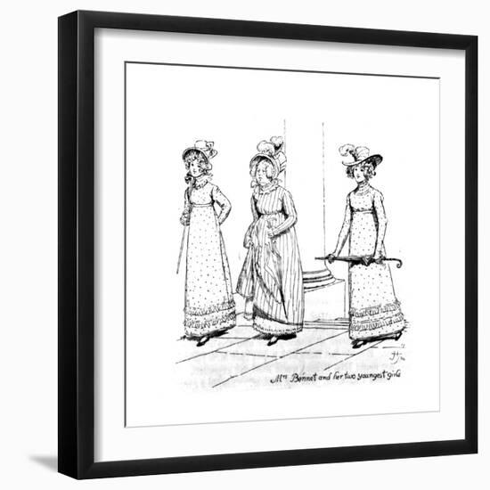 Mrs. Bennet and Her Two Youngest Girls', Illustration from 'Pride and Prejudice' by Jane Austen,…-Hugh Thomson-Framed Giclee Print