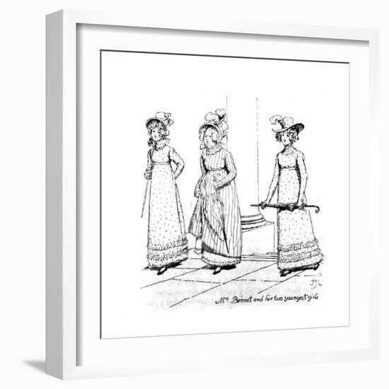 Mrs. Bennet and Her Two Youngest Girls', Illustration from 'Pride and Prejudice' by Jane Austen,…-Hugh Thomson-Framed Giclee Print