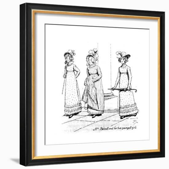 Mrs. Bennet and Her Two Youngest Girls', Illustration from 'Pride and Prejudice' by Jane Austen,…-Hugh Thomson-Framed Giclee Print