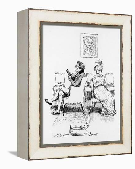 Mrs Bennet Turns to Speak to Her Husband Who is Reading a Book-Hugh Thomson-Framed Premier Image Canvas