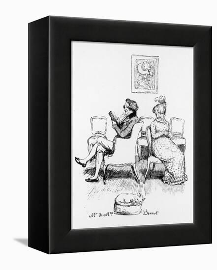 Mrs Bennet Turns to Speak to Her Husband Who is Reading a Book-Hugh Thomson-Framed Premier Image Canvas