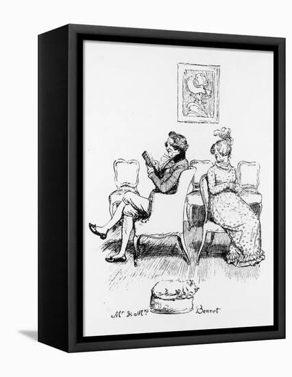 Mrs Bennet Turns to Speak to Her Husband Who is Reading a Book-Hugh Thomson-Framed Premier Image Canvas