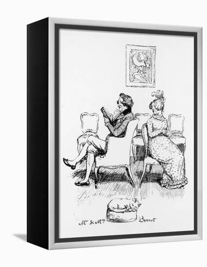 Mrs Bennet Turns to Speak to Her Husband Who is Reading a Book-Hugh Thomson-Framed Premier Image Canvas